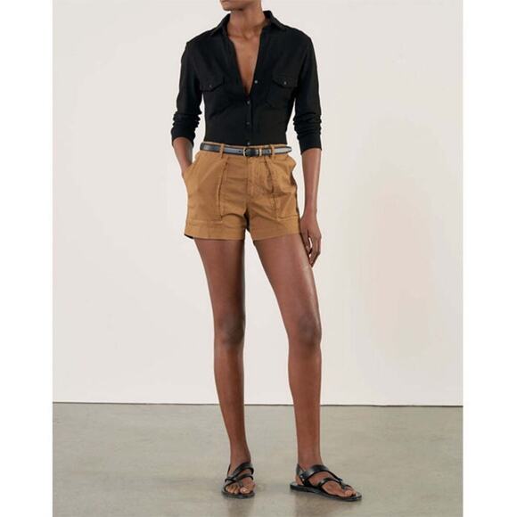 Nili Lotan Utility Cargo Short in Tawny Brown Cotton Size US 6